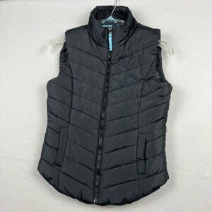 Aeropostale Womens‎ XS Quilted Puffer Vest Black Full Zip Mock Neck Jacket